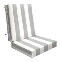 Honeycomb Outdoor Highback 21 W X 42 L Cabana Stripe Stone Grey Chair Cushion