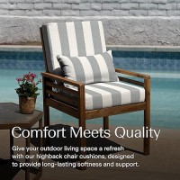 Honeycomb Outdoor Highback 21 W X 42 L Cabana Stripe Stone Grey Chair Cushion