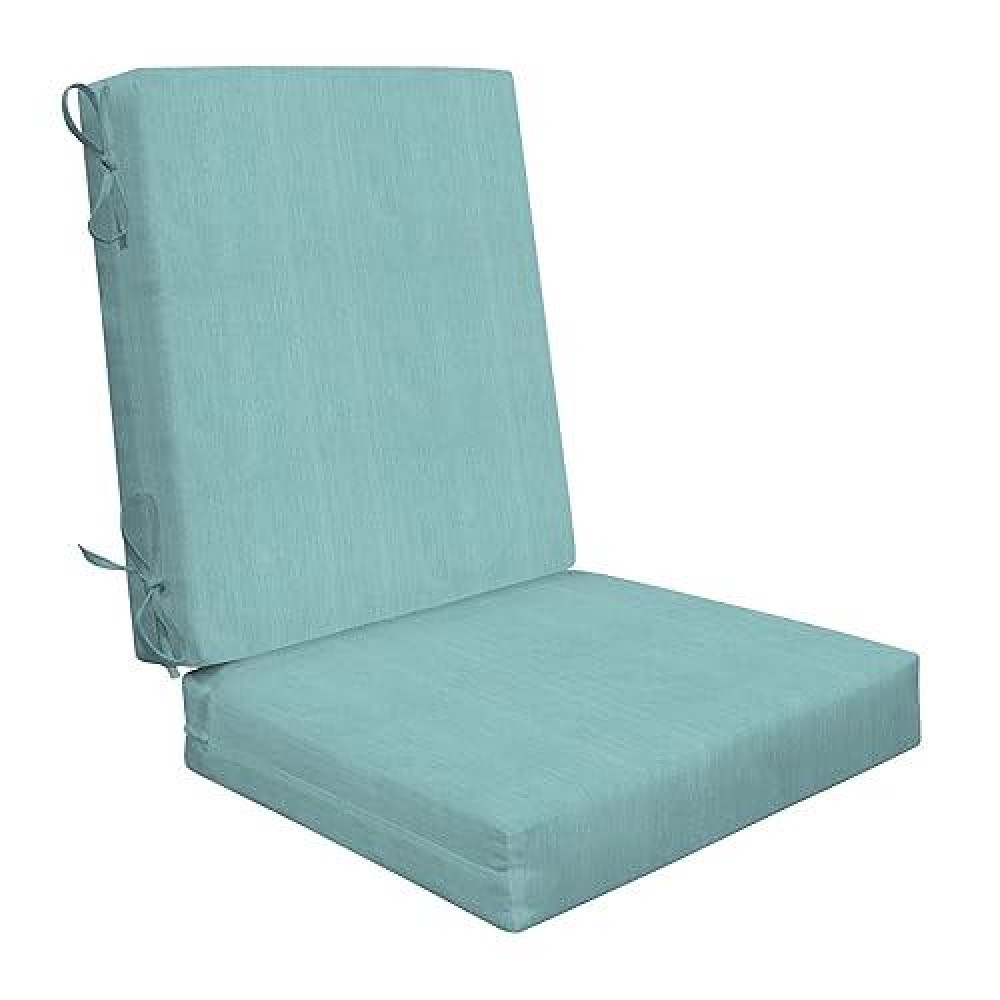 Honeycomb Outdoor Highback 21 W X 42 L Textured Solid Coastal Blue Chair Cushion