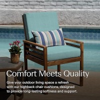 Honeycomb Outdoor Highback 21 W X 42 L Textured Solid Coastal Blue Chair Cushion