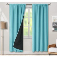 Bgment 100% Blackout Curtains For Bedroom 84 Inch Length  Full Room Darkening Curtains For Living Room Rod Pocket With Thermal Insulated Liner  Each Window Curtains 2 Panels  42 X 84 Inch  Aqua