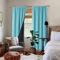 Bgment 100% Blackout Curtains For Bedroom 84 Inch Length  Full Room Darkening Curtains For Living Room Rod Pocket With Thermal Insulated Liner  Each Window Curtains 2 Panels  42 X 84 Inch  Aqua