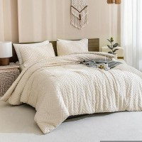 Andency King Size Comforter Set Beige 3 Pieces Boho Bedding Comforters Sets All Season Soft Tufted Farmhouse Bed Set 104X90