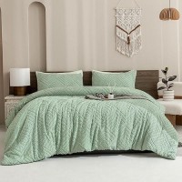 Andency King Comforter Set Sage Green Boho Lightweight And Fluffy Bedding Set For King Bed 3 Pieces Tufted Farmhouse Design Fo