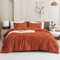 Andency Comforter King Size Set Burnt Orange Terracotta Boho Fall Lightweight Bedding Comforters Sets For King Bed 3 Pieces