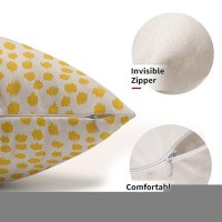 Yellow Cream Pillow Covers 12X20 Set Of 2 Boho Design Polka Dot Throw Pillows Modern Brush Strokes Print Decorative Outdoor Pill