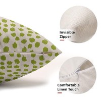 Lime Green Cream Pillow Covers 12X20 Set Of 2 Boho Design Polka Dot Throw Pillows Modern Brush Strokes Print Decorative Outdoor