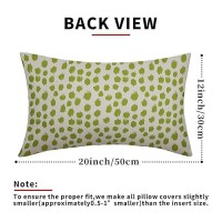 Lime Green Cream Pillow Covers 12X20 Set Of 2 Boho Design Polka Dot Throw Pillows Modern Brush Strokes Print Decorative Outdoor