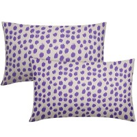 Purple Cream Pillow Covers 12X20 Set Of 2 Boho Design Polka Dot Throw Pillows Modern Brush Strokes Print Decorative Outdoor Pill