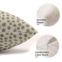 Sage Green Cream Pillow Covers 12X20 Set Of 2 Boho Design Polka Dot Throw Pillows Modern Brush Strokes Print Decorative Outdoor