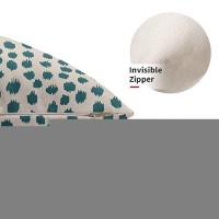 Teal Cream Pillow Covers 12X20 Set Of 2 Boho Design Polka Dot Throw Pillows Modern Brush Strokes Print Decorative Outdoor Pillow