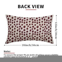 Burgundy Cream Pillow Covers 12X20 Set Of 2 Boho Design Polka Dot Throw Pillows Modern Brush Strokes Print Decorative Outdoor Pi