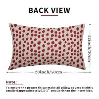 Red Cream Pillow Covers 12X20 Set Of 2 Boho Design Polka Dot Throw Pillows Modern Brush Strokes Print Decorative Outdoor Pillowc