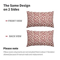 Red Cream Pillow Covers 12X20 Set Of 2 Boho Design Polka Dot Throw Pillows Modern Brush Strokes Print Decorative Outdoor Pillowc