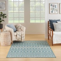 Nourison Positano Indooroutdoor Aqua 5 X 7 Area Rug Easy Cleaning Non Shedding Bed Room Living Room Dining Room Deck B