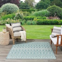 Nourison Positano Indooroutdoor Aqua 5 X 7 Area Rug Easy Cleaning Non Shedding Bed Room Living Room Dining Room Deck B