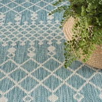 Nourison Positano Indooroutdoor Aqua 5 X 7 Area Rug Easy Cleaning Non Shedding Bed Room Living Room Dining Room Deck B