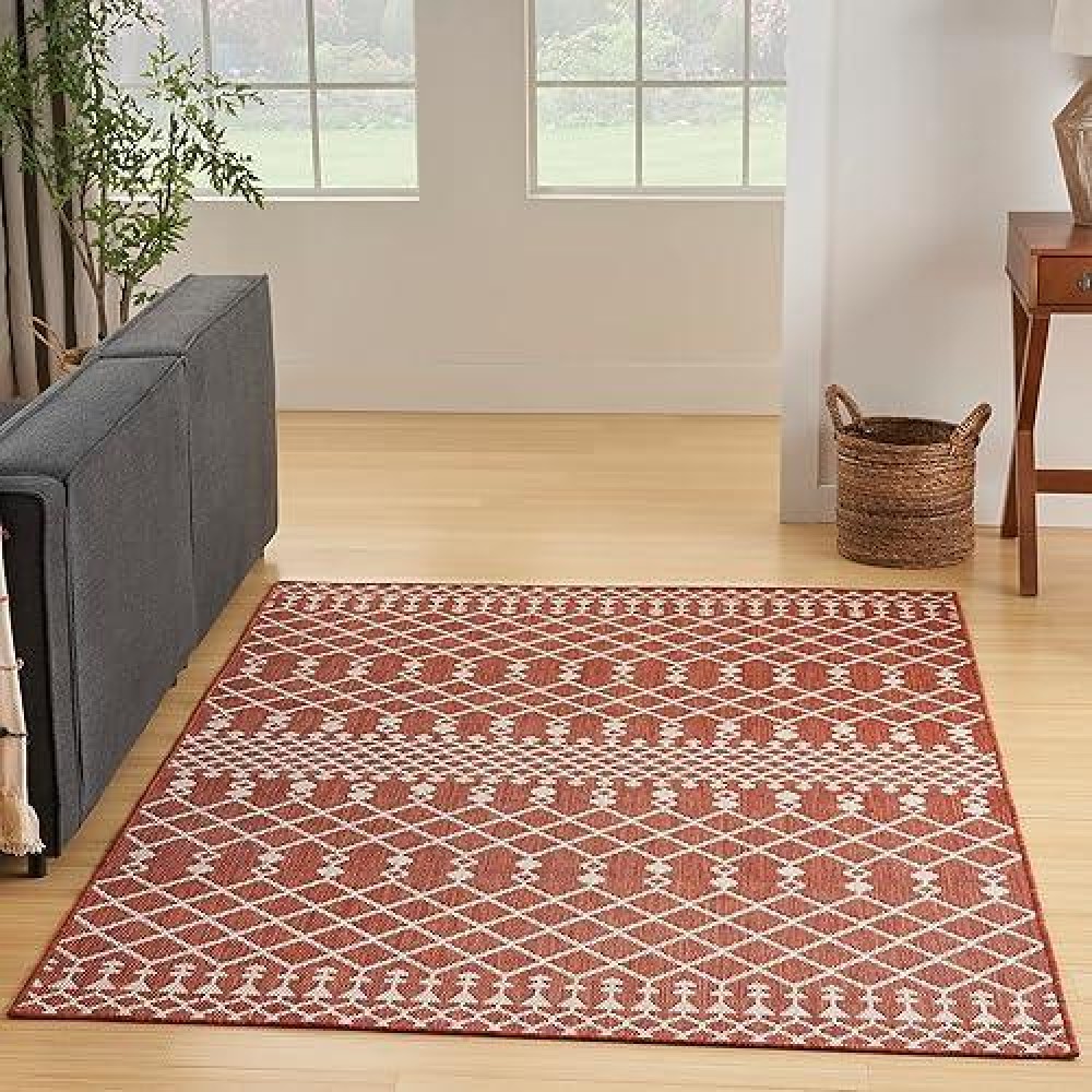 Nourison Positano Indooroutdoor Terracotta 5 X 7 Area Rug Easy Cleaning Non Shedding Bed Room Living Room Dining Room