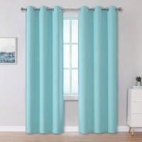 Dualife Aqua Curtains For Living Room Bedroom Light Blocking Window Curtains Triple Weave Room Darkening Curtain Panels Thermal Insulated Grommet Top 34X90