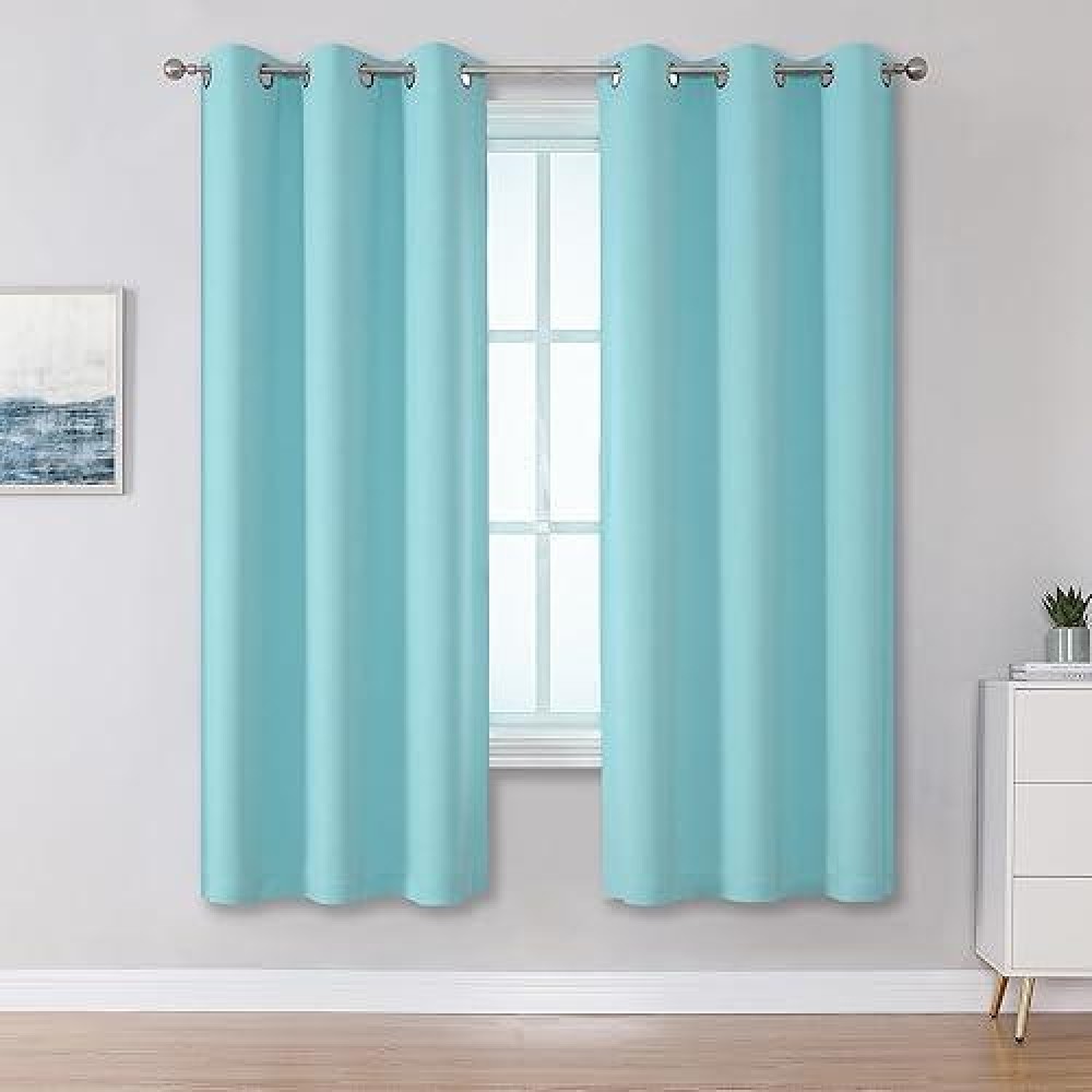 Dualife Aqua Curtains For Living Room Bedroom Light Blocking Window Curtains Triple Weave Room Darkening Curtain Panels Thermal Insulated Grommet Top 34X72