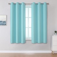 Dualife Aqua Curtains For Living Room Bedroom Light Blocking Window Curtains Triple Weave Room Darkening Curtain Panels Thermal Insulated Grommet Top 34X45