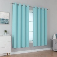 Dualife Aqua Curtains For Living Room Bedroom Light Blocking Window Curtains Triple Weave Room Darkening Curtain Panels Thermal Insulated Grommet Top 52X45