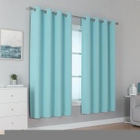 Dualife Aqua Curtains For Living Room Bedroom Light Blocking Window Curtains Triple Weave Room Darkening Curtain Panels Thermal Insulated Grommet Top 52X54