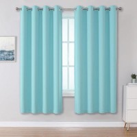 Dualife Aqua Curtains For Living Room Bedroom Light Blocking Window Curtains Triple Weave Room Darkening Curtain Panels Thermal Insulated Grommet Top Eggshell Blue 52X63