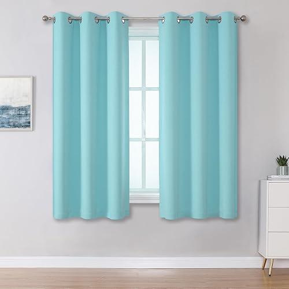 Dualife Aqua Curtains For Living Room Bedroom Light Blocking Window Curtains Triple Weave Room Darkening Curtain Panels Thermal Insulated Grommet Top 34X54