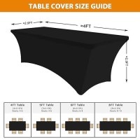 Eurmax Usa Rectangular Fitted Spandex Table Covers 4Ft Tablecloth Wedding Event Patio Table Decorations Stretch Table Cover For 4Ft Folding Table (Black 2 Pack)