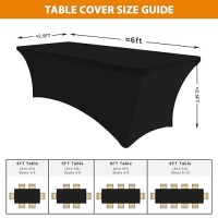 Eurmax Usa Rectangular Fitted Spandex Table Covers 6Ft Tablecloth Wedding Event Patio Table Decorations Stretch Table Cover For 6Ft Folding Table (Black 2 Pack)