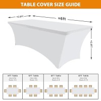 Eurmax Usa Rectangular Fitted Spandex Table Covers 6Ft Tablecloth Wedding Event Patio Table Decorations Stretch Table Cover For 6Ft Folding Table (White 2 Pack)