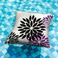 Dfxsz Black Purple Flower Pillow Covers 18X18 Inch Set Of 2 Outdoor Throw Pillows Outdoor Waterproof Decor For Living Room Sofa