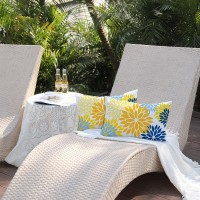 Dfxsz Yellow Blue Flower Pillow Covers 12X20 Inch Set Of 2 Outdoor Throw Pillows Outdoor Waterproof Decor For Living Room Sofa P