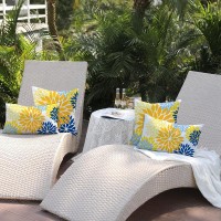 Dfxsz Yellow Blue Flower Pillow Covers 12X20 Inch Set Of 2 Outdoor Throw Pillows Outdoor Waterproof Decor For Living Room Sofa P