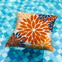 Dfxsz Orange Blue Flower Pillow Covers 18X18 Inch Set Of 2 Fall Throw Pillows Outdoor Waterproof Decor For Living Room Sofa Pati