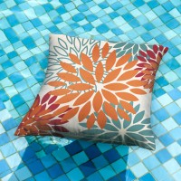 Dfxsz Orange Teal Red Flower Pillow Covers 18X18 Inch Set Of 2 Fall Throw Pillows Outdoor Waterproof Decor For Living Room Sofa