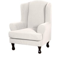 Eco-Ancheng Wingback Chair Slipcover 2 Piece Slipcovers For Wingback Chairs Jacquard Wingback Chair Covers Washable Furniture Protector With Elastic Bottom For Living Room Wingback Chairs