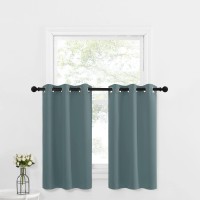 Nicetown Half Window Tier Greyish Blue Short Curtains For Small Window Treatments Grommet Solid Blackout Curtains For Kitchenki