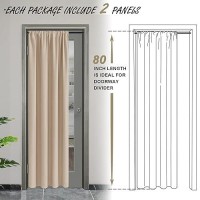 Jiuzhen 80 Inch Length Door Curtains For Doorway Privacy Insulated Blackout Curtains With Tiebacks Rod Pocket Room Divider Curta