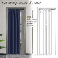 Jiuzhen 80 Inch Length Door Curtains For Doorway Privacy Insulated Blackout Curtains With Tiebacks Rod Pocket Room Divider Curta