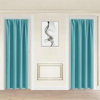 Jiuzhen 80 Inch Length Door Curtains For Doorway Privacy Insulated Blackout Curtains With Tiebacks Rod Pocket Room Divider Curta