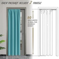 Jiuzhen 80 Inch Length Door Curtains For Doorway Privacy Insulated Blackout Curtains With Tiebacks Rod Pocket Room Divider Curta