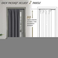 Jiuzhen 80 Inch Length Door Curtains For Doorway Privacy Insulated Blackout Curtains With Tiebacks Rod Pocket Room Divider Curta