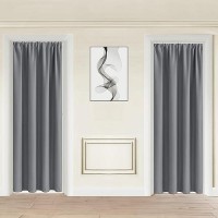 Jiuzhen 80 Inch Length Door Curtains For Doorway Privacy Insulated Blackout Curtains With Tiebacks Rod Pocket Room Divider Curta