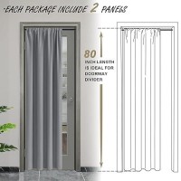 Jiuzhen 80 Inch Length Door Curtains For Doorway Privacy Insulated Blackout Curtains With Tiebacks Rod Pocket Room Divider Curta