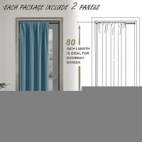 Jiuzhen 80 Inch Length Door Curtains For Doorway Privacy Insulated Blackout Curtains With Tiebacks Rod Pocket Room Divider Curta