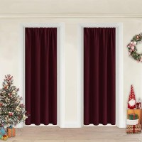 Jiuzhen Christmas 80 Inch Length Door Curtains For Doorway Privacy Insulated Blackout Curtains With Tiebacks Rod Pocket Room Div