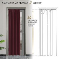 Jiuzhen Christmas 80 Inch Length Door Curtains For Doorway Privacy Insulated Blackout Curtains With Tiebacks Rod Pocket Room Div