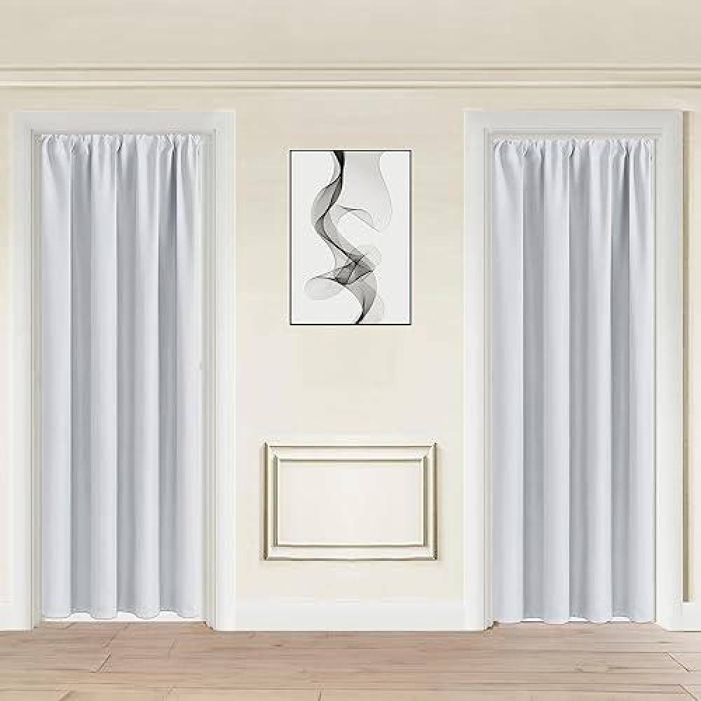 Jiuzhen 80 Inch Length Door Curtains For Doorway Thermal Insulated Room Darkening Curtains With Tiebacks Rod Pocket Curtain Fo